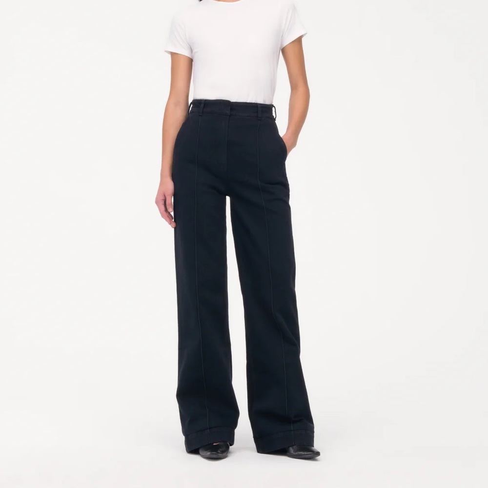 Another Tomorrow High Waisted Denim Trouser